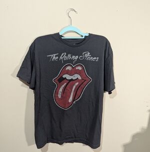 The Rolling Stones Graphic Band Tee Black Tongue Logo T Shirt Size XL